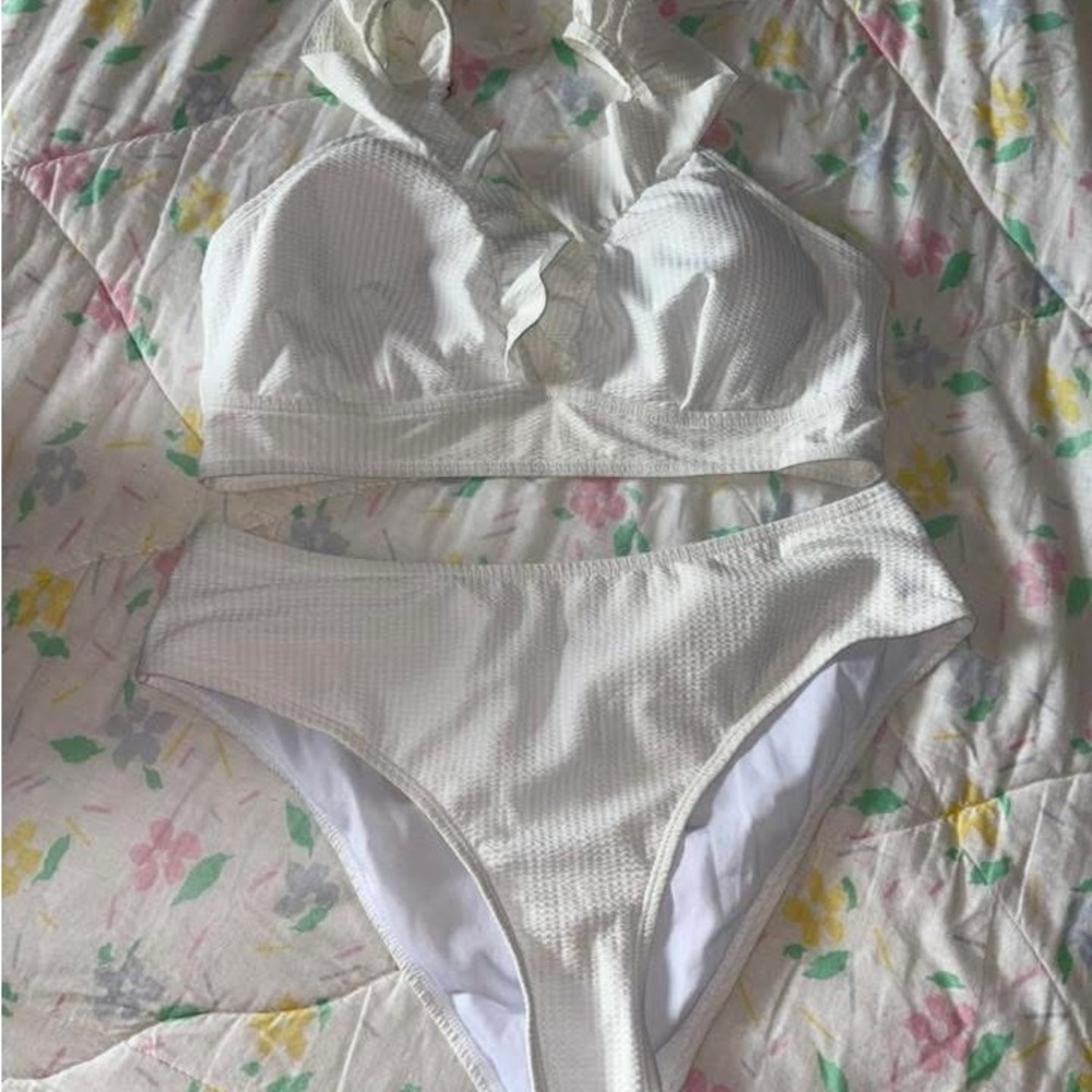 White Ruffled Bikini Set
